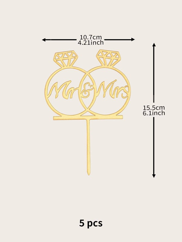 Mr & Mrs Cake Topper- Gold