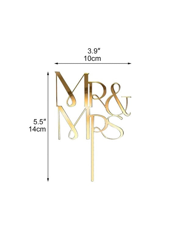 Mr & Mrs Cake Topper- Gold