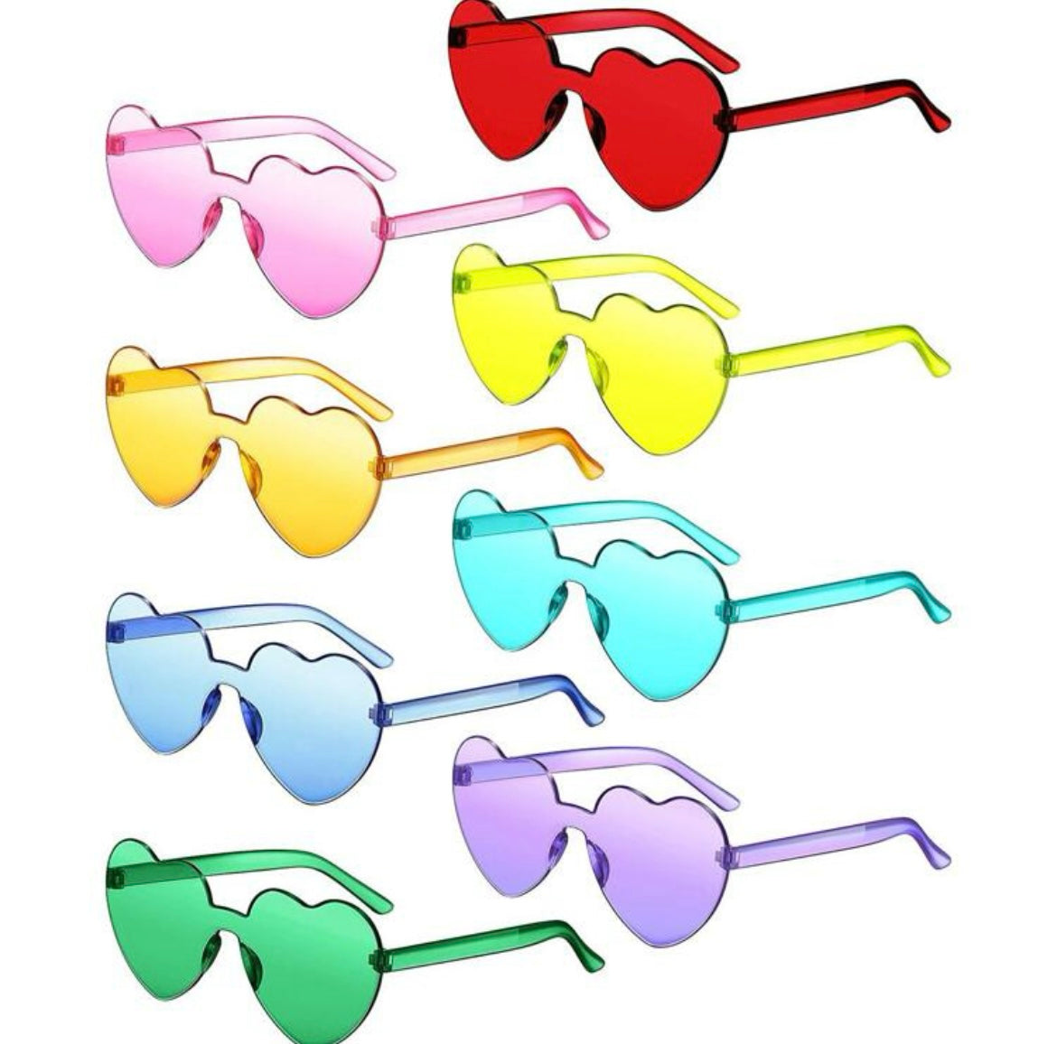 8 Pairs Heart Shaped Glasses- Multicoloured