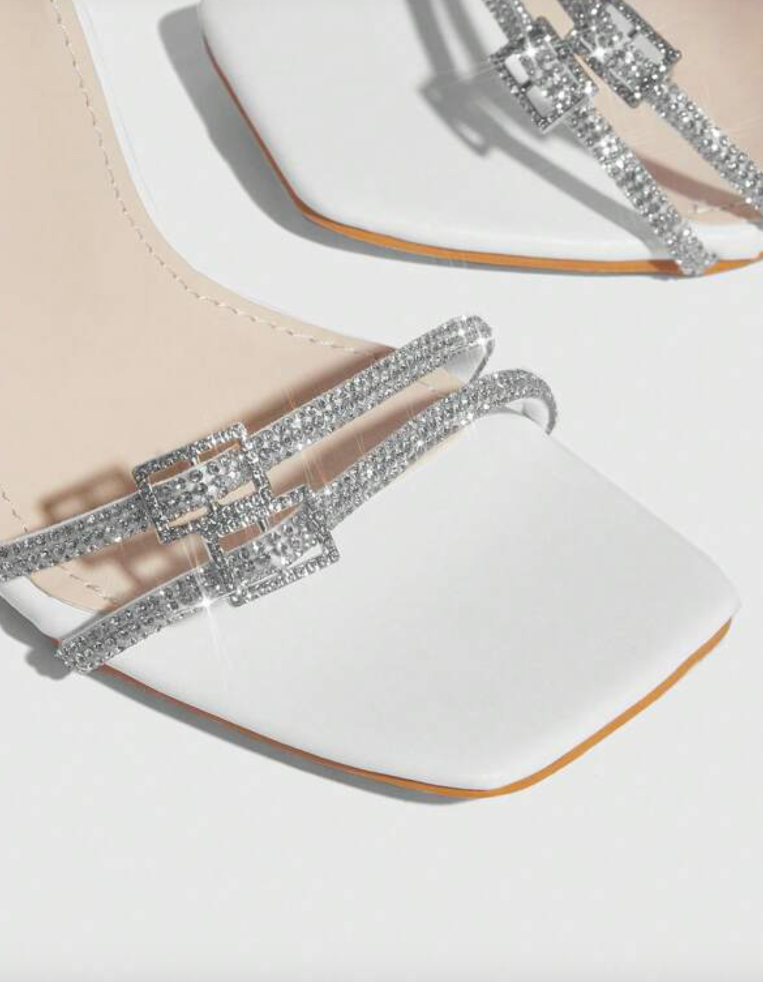 Sparkling Rhinestone White Heels