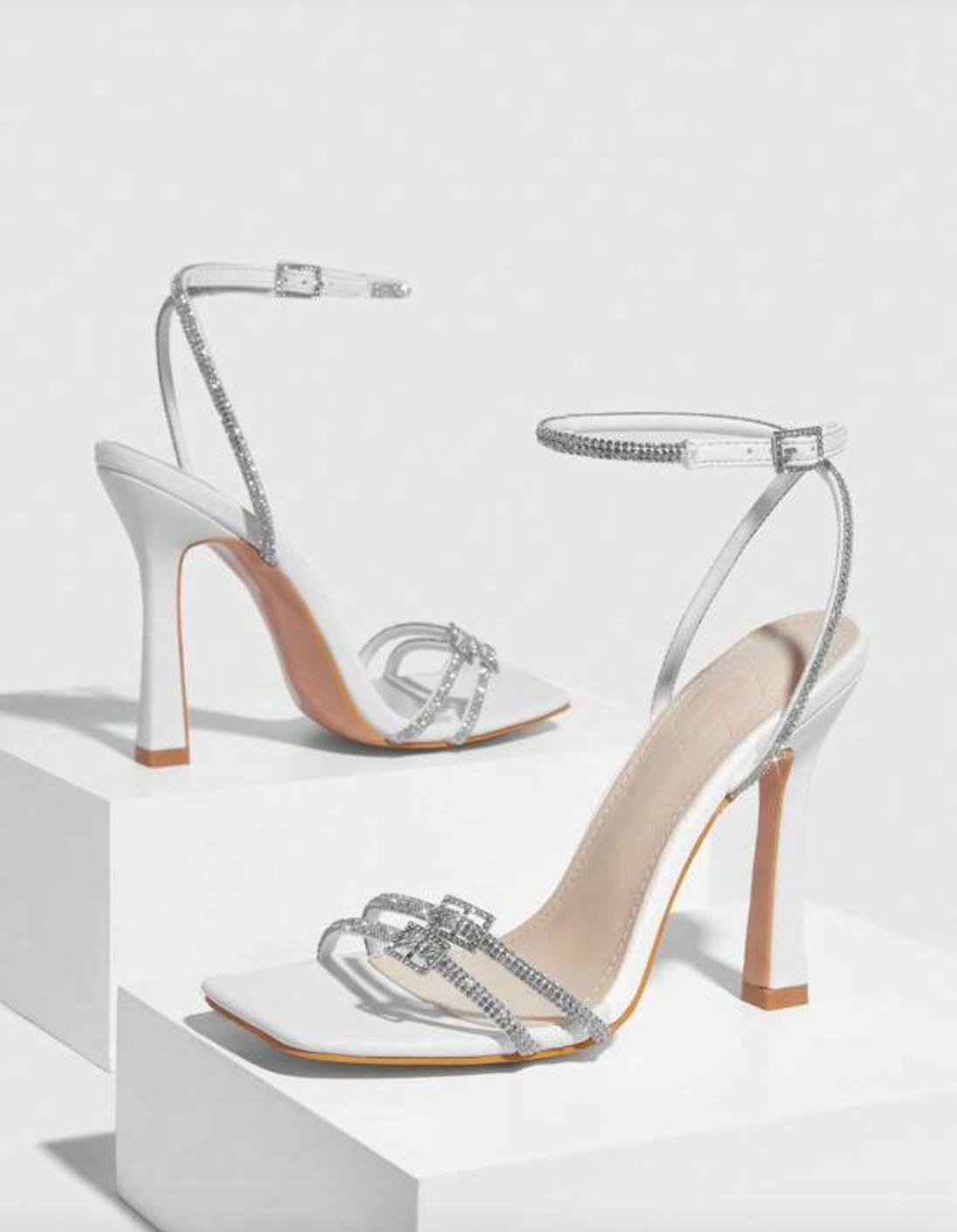 Sparkling Rhinestone White Heels