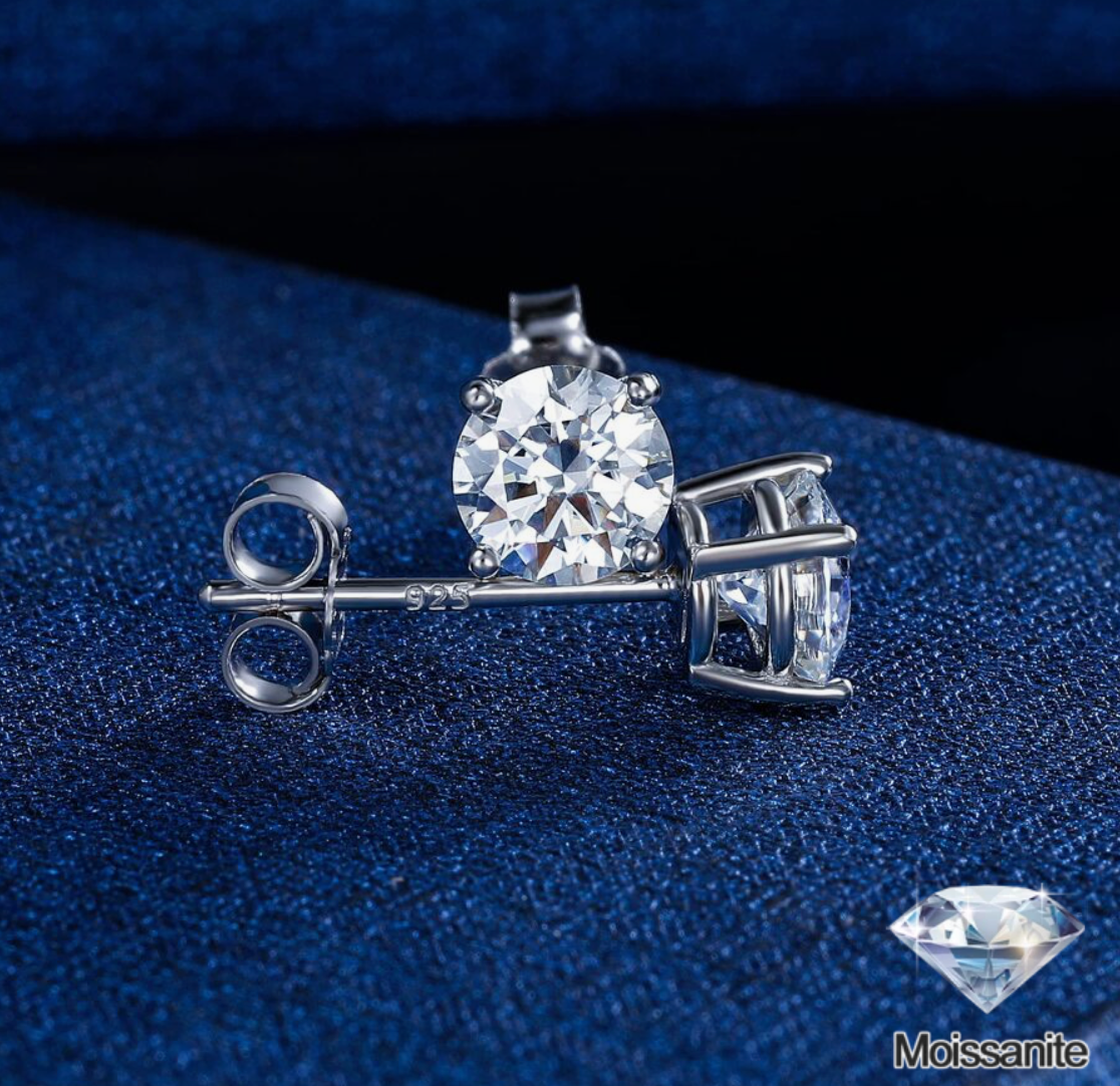 1 Carat Moissanite Sterling Silver Earrings