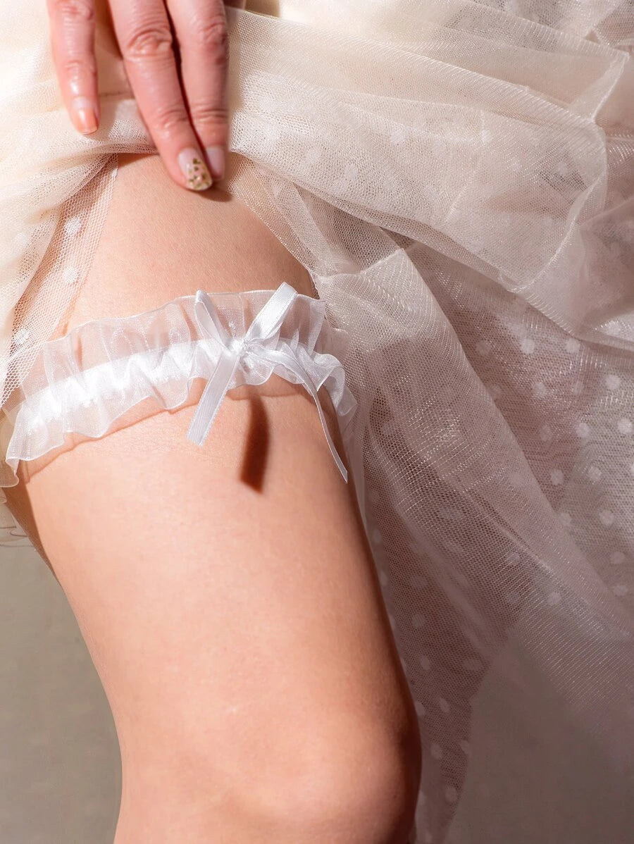 Bow & Lace Trim Bridal Garter