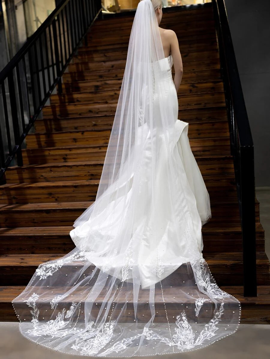 Flower Embroidered Bridal Veil