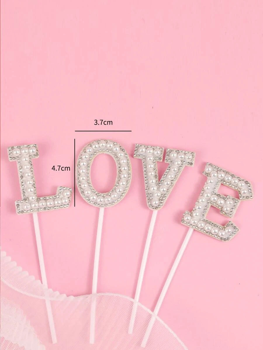 Rhinestone & Pearl Cake Topper