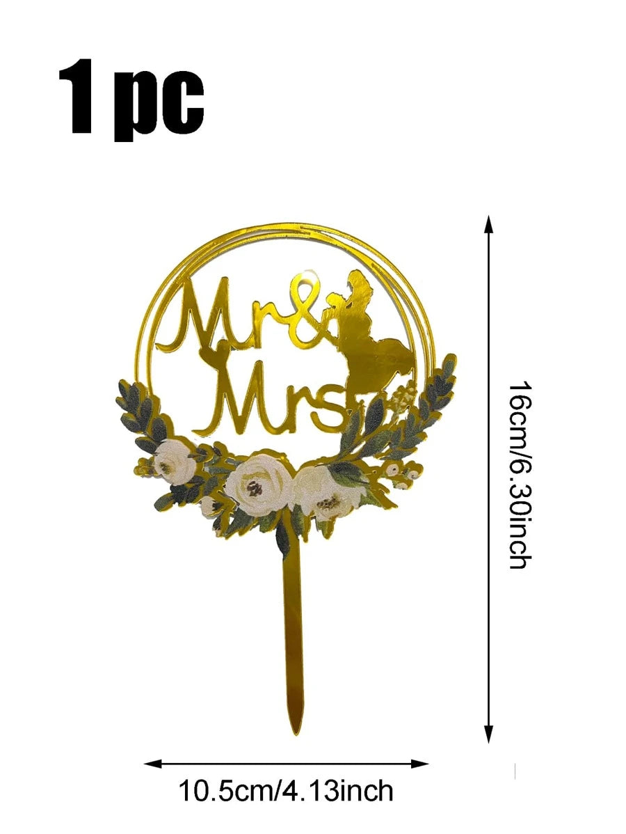 Gold Cake Topper- Mr & Mrs