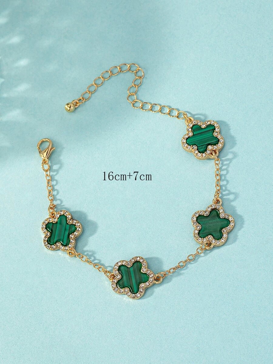 Clover Decor Bracelet- Green