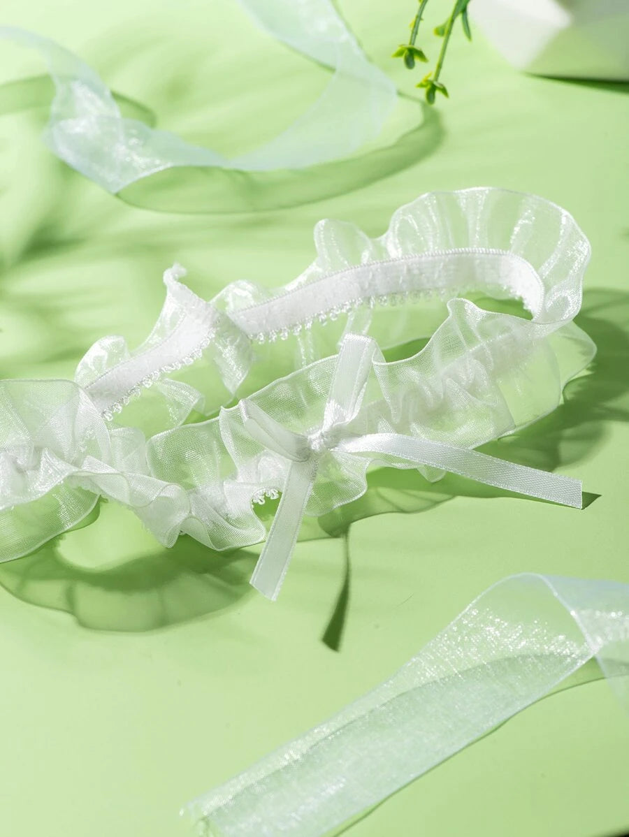 Bow & Lace Trim Bridal Garter