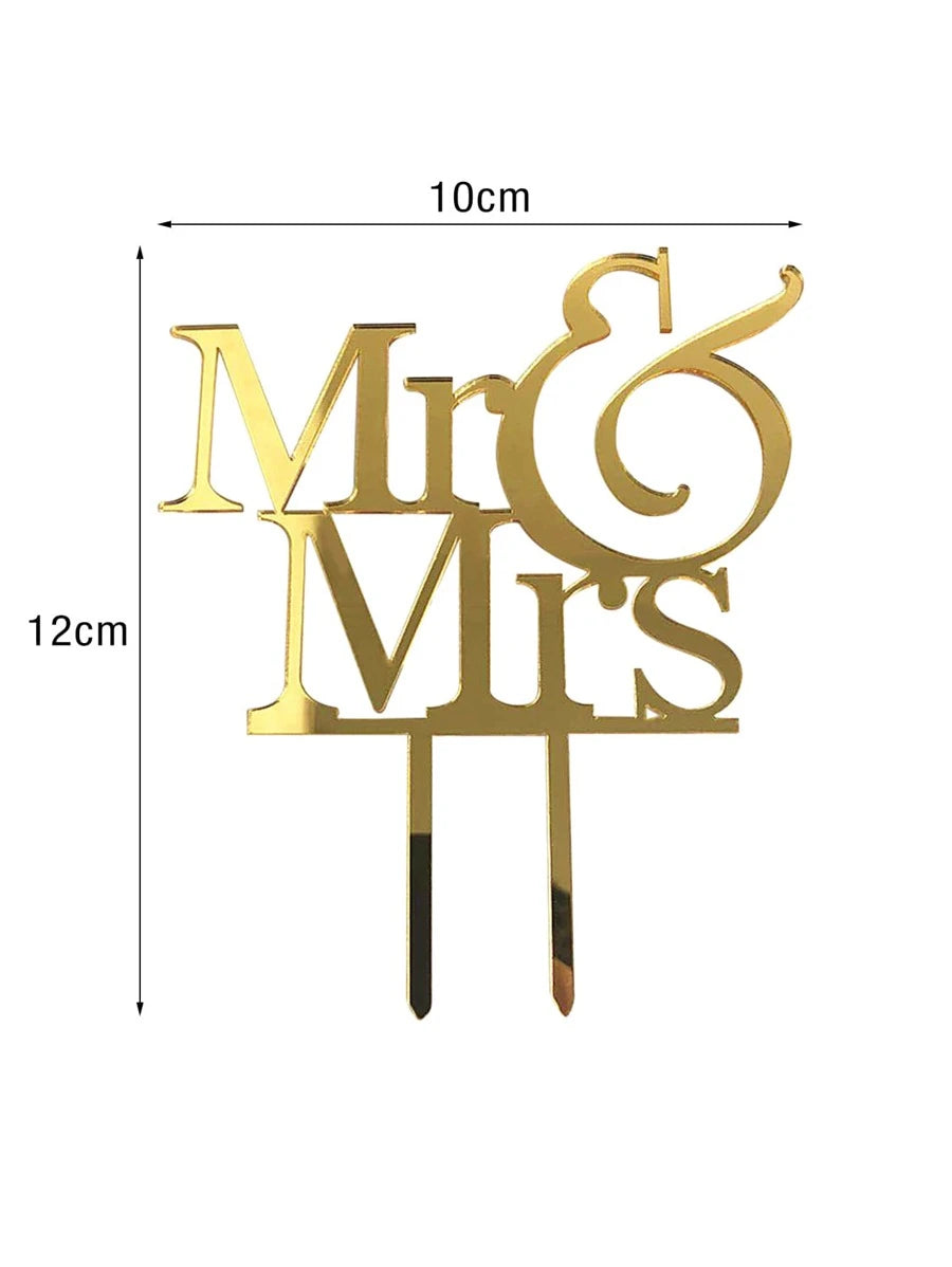 Mr & Mrs Cake Topper- Gold