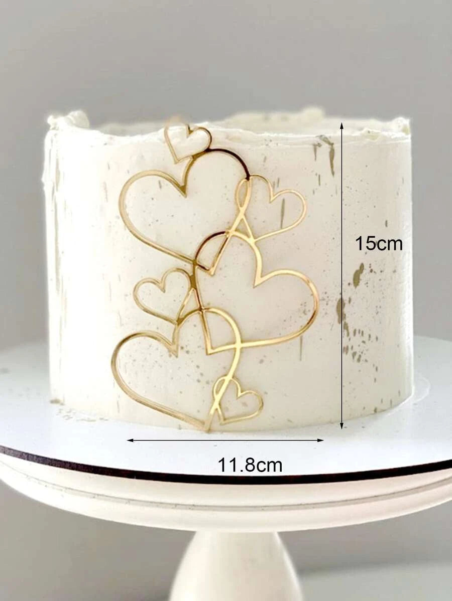 Heart Shaped Cake Topper- Gold