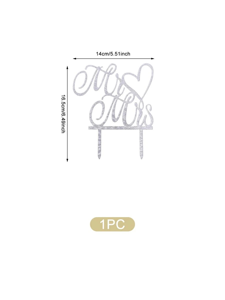 Cake Topper- Mr & Mrs- Silver