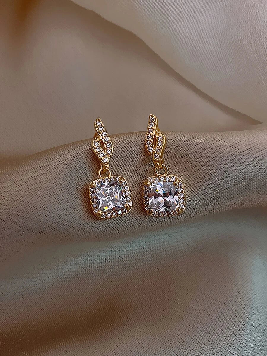 Rhinestone Earrings- Rose Gold