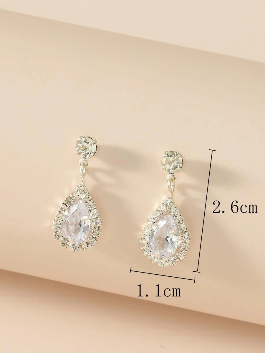 Cubic Zirconia Water Drop Earrings- 2