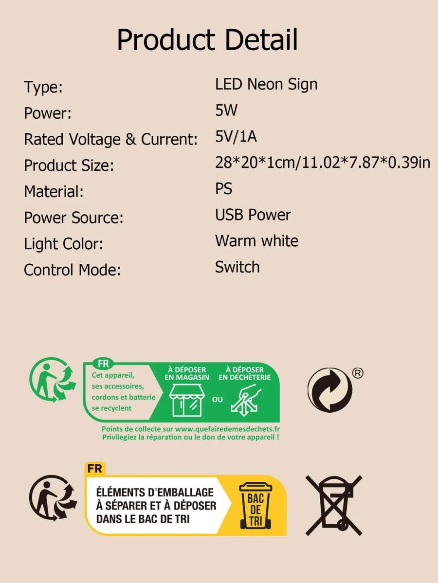 Decorative LED Neon Sign- LOVE- White/ Pink