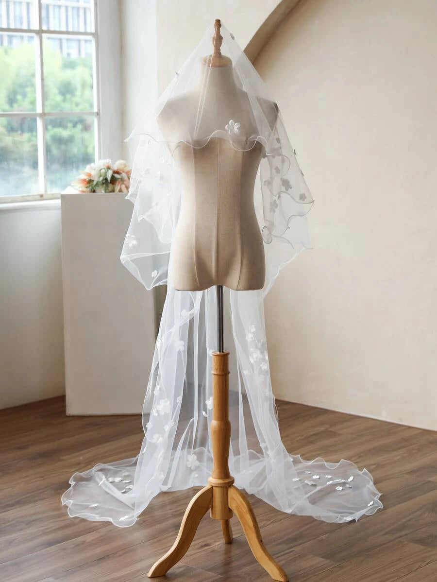 Applique Bridal Veil- Floral