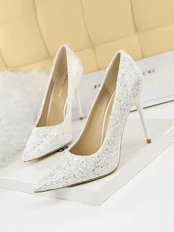 White Sparkly Pumps