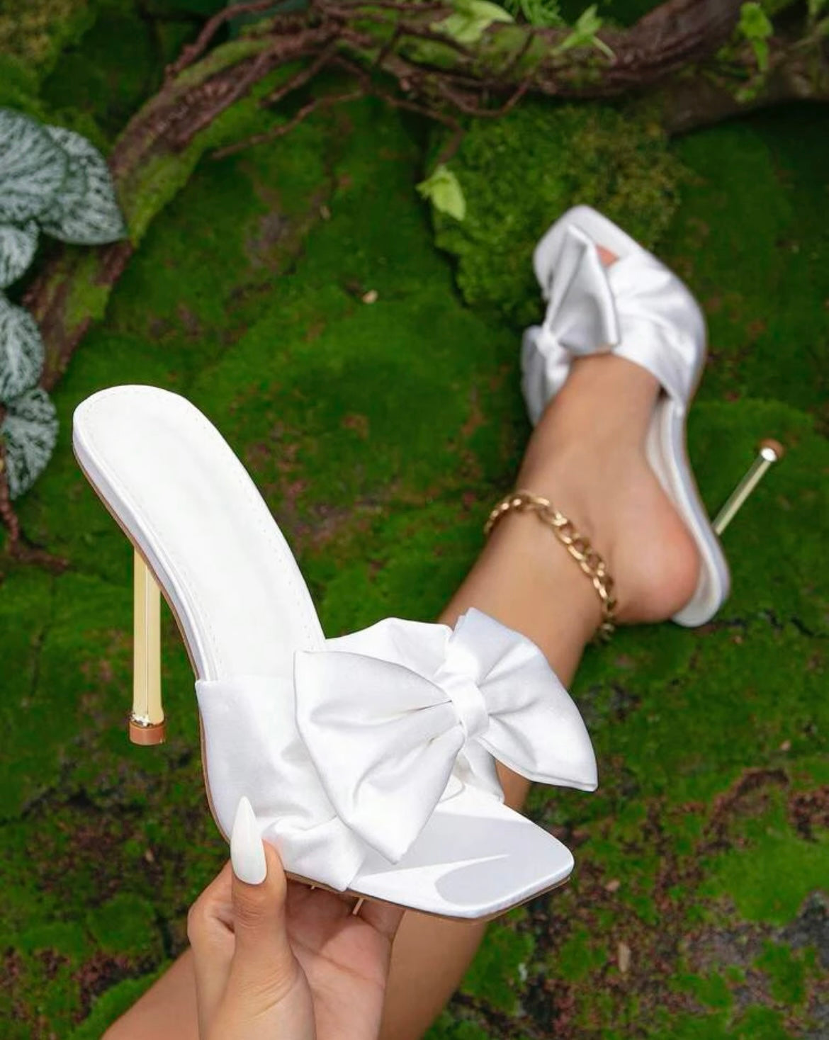 Satin Bow Heels