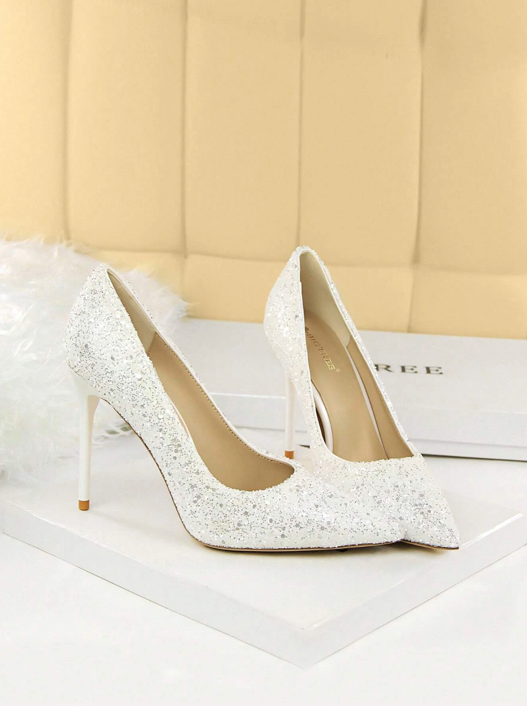 White Sparkly Pumps