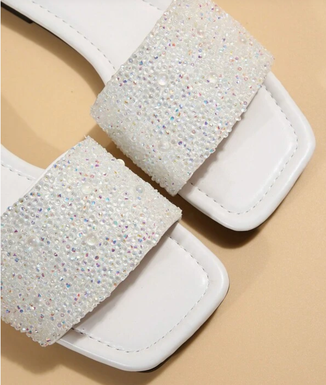 White Sparkly Flats