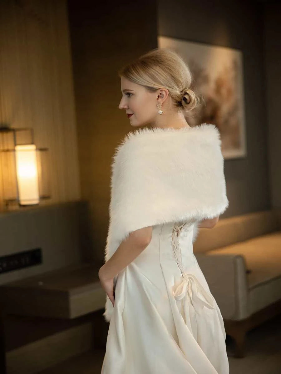 Solid Fur Wedding Wrap