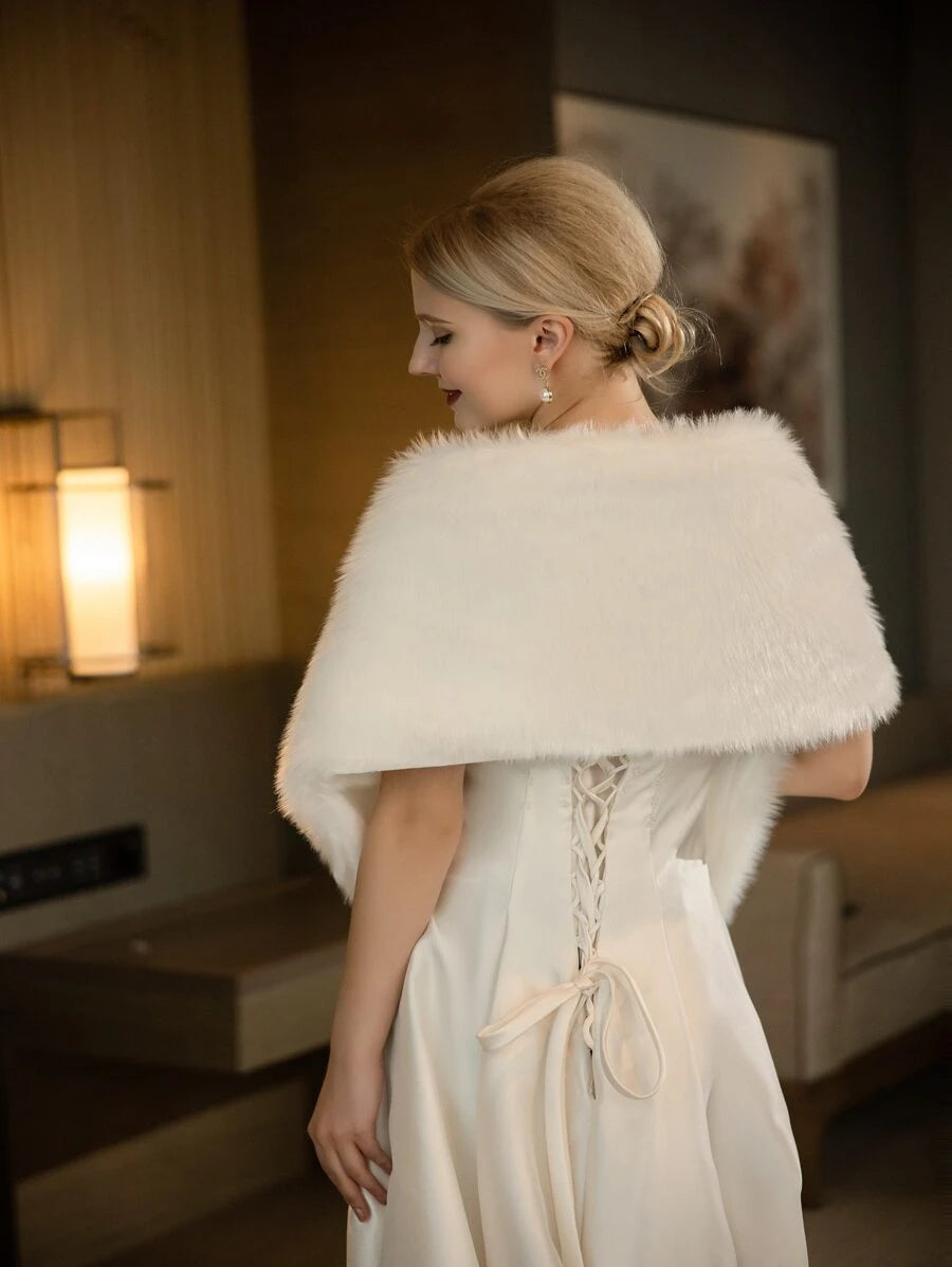 Solid Fur Wedding Wrap