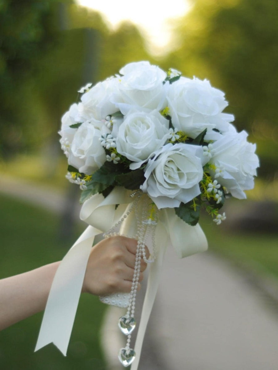 Artificial White Roses- Ready made Bouquet