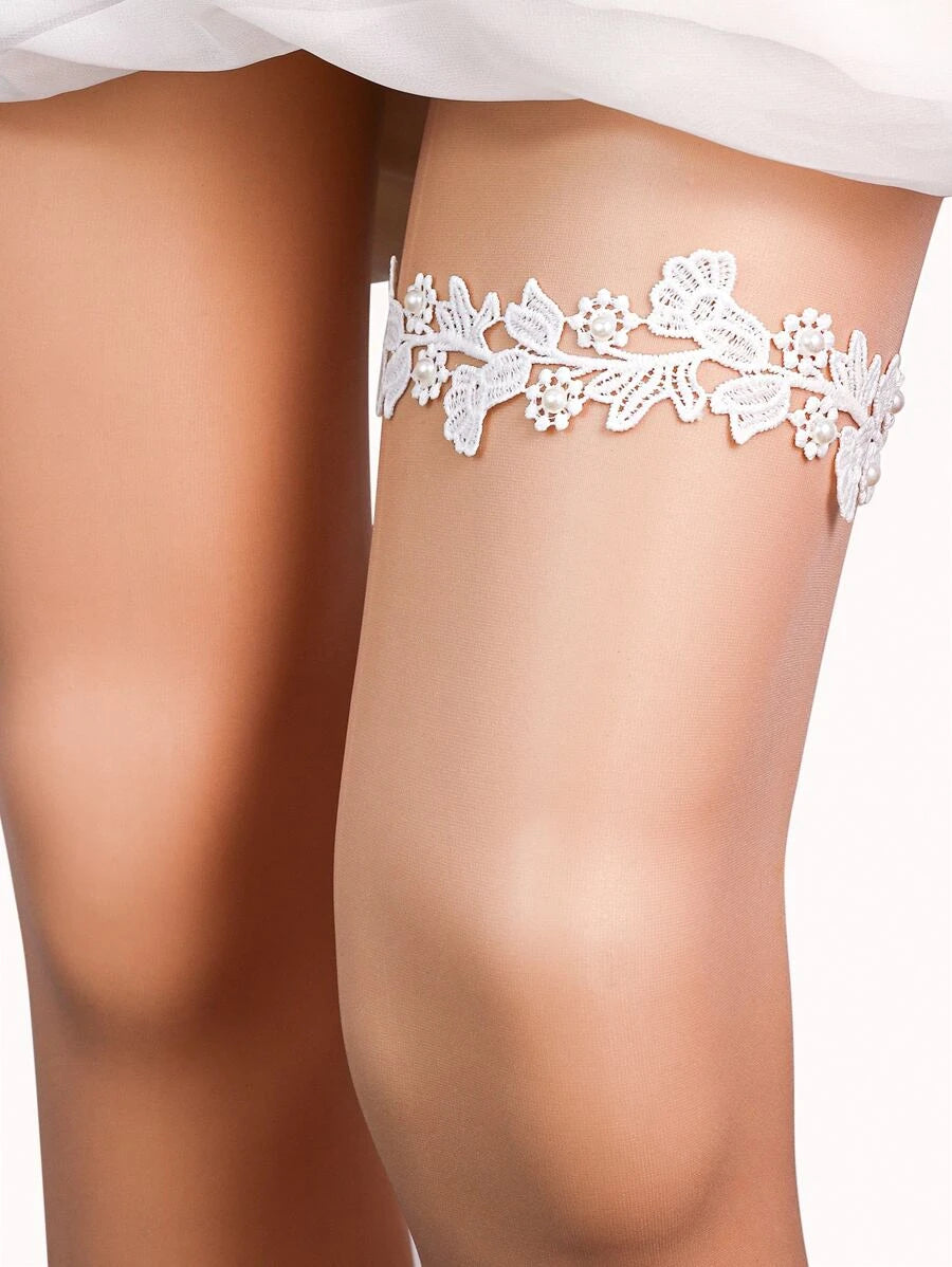 Floral & Pearl Bridal Garter