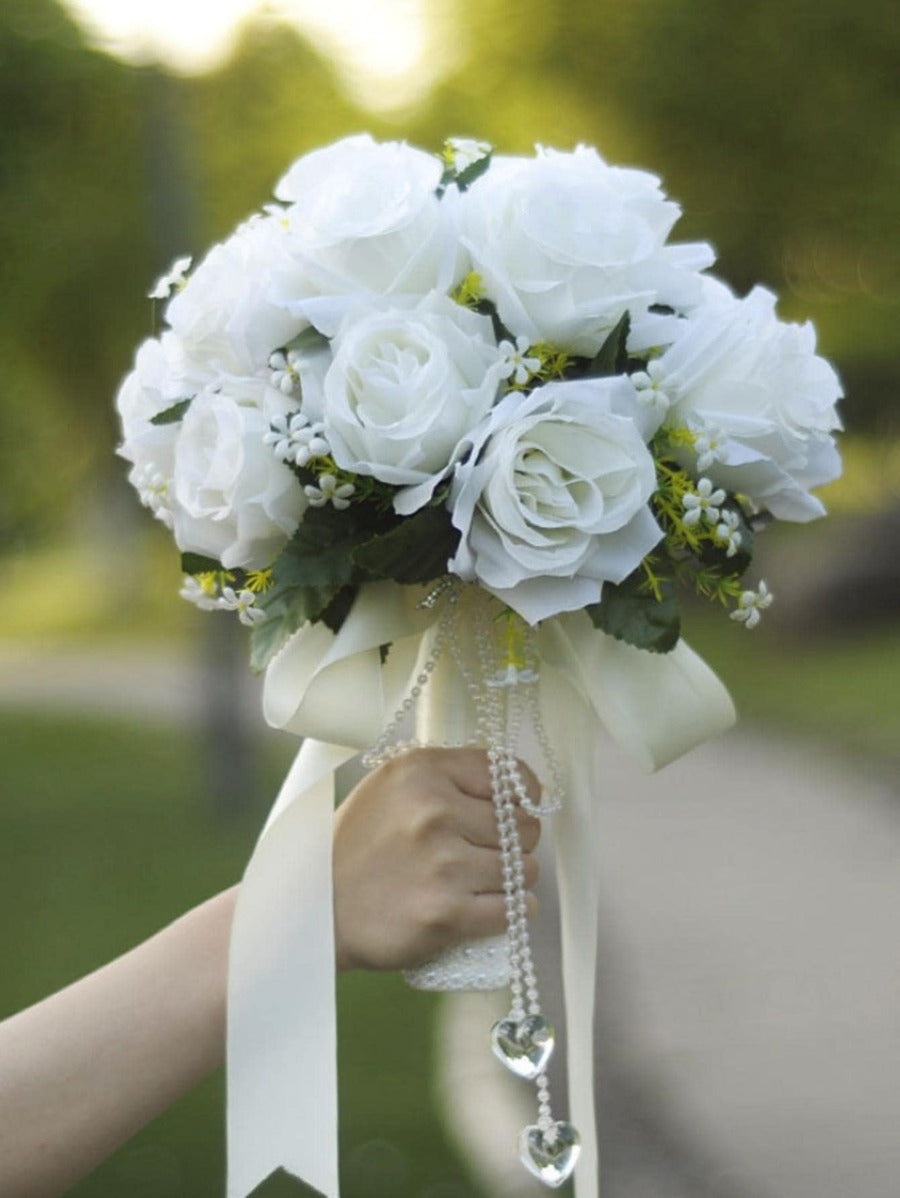 Artificial White Roses- Ready made Bouquet