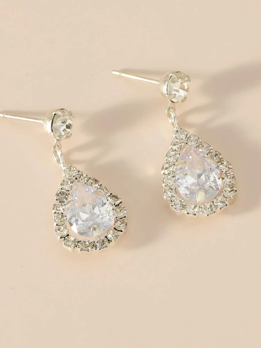 Cubic Zirconia Water Drop Earrings- 2