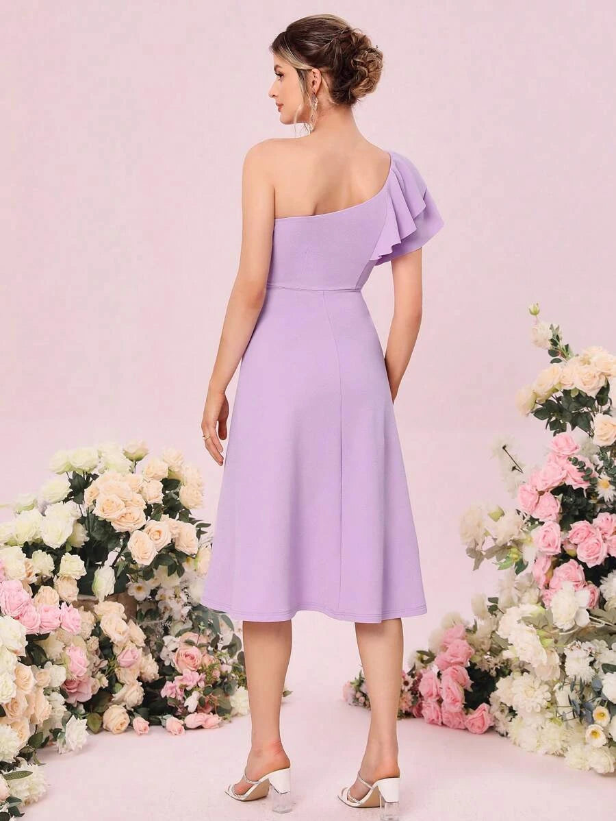 Elegant Off Shoulder Bridesmaid Dress- Violet