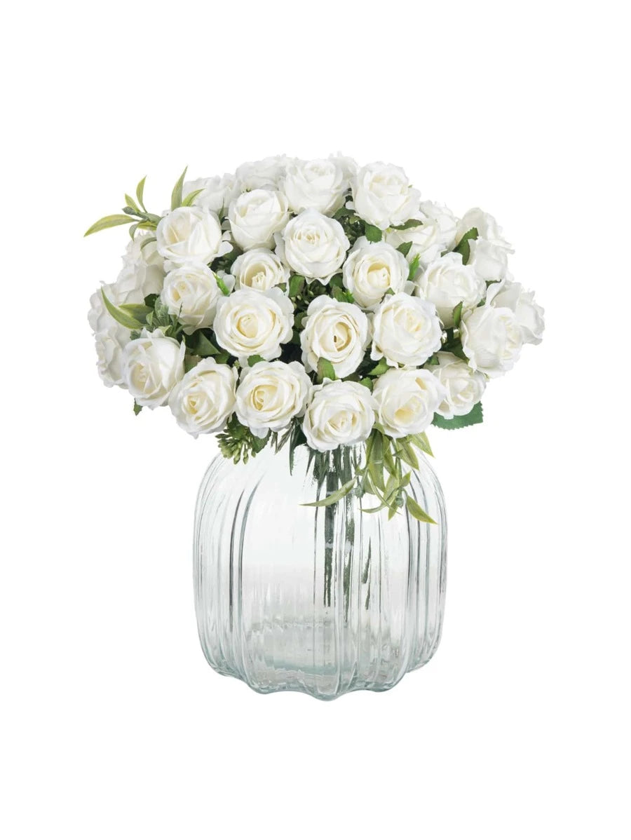 Artificial Roses- White- 1 Bunch