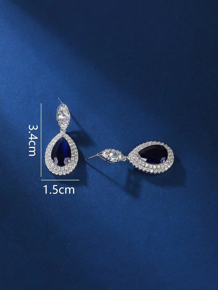 Glamorous Cubic Zirconia Water Drop Earrings