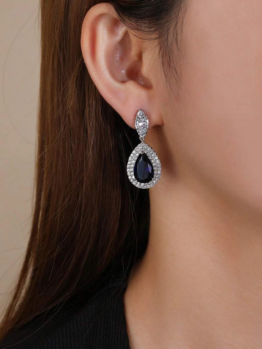 Glamorous Cubic Zirconia Water Drop Earrings