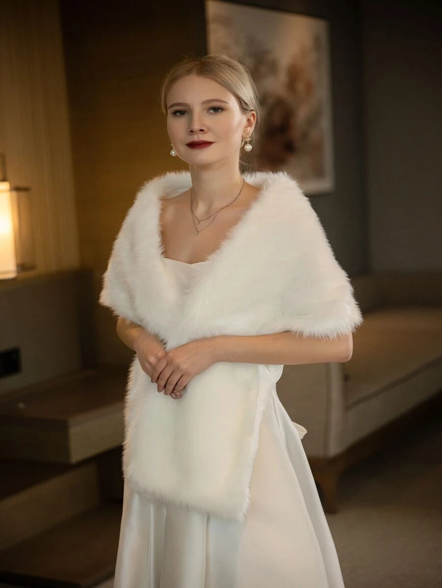 Solid Fur Wedding Wrap